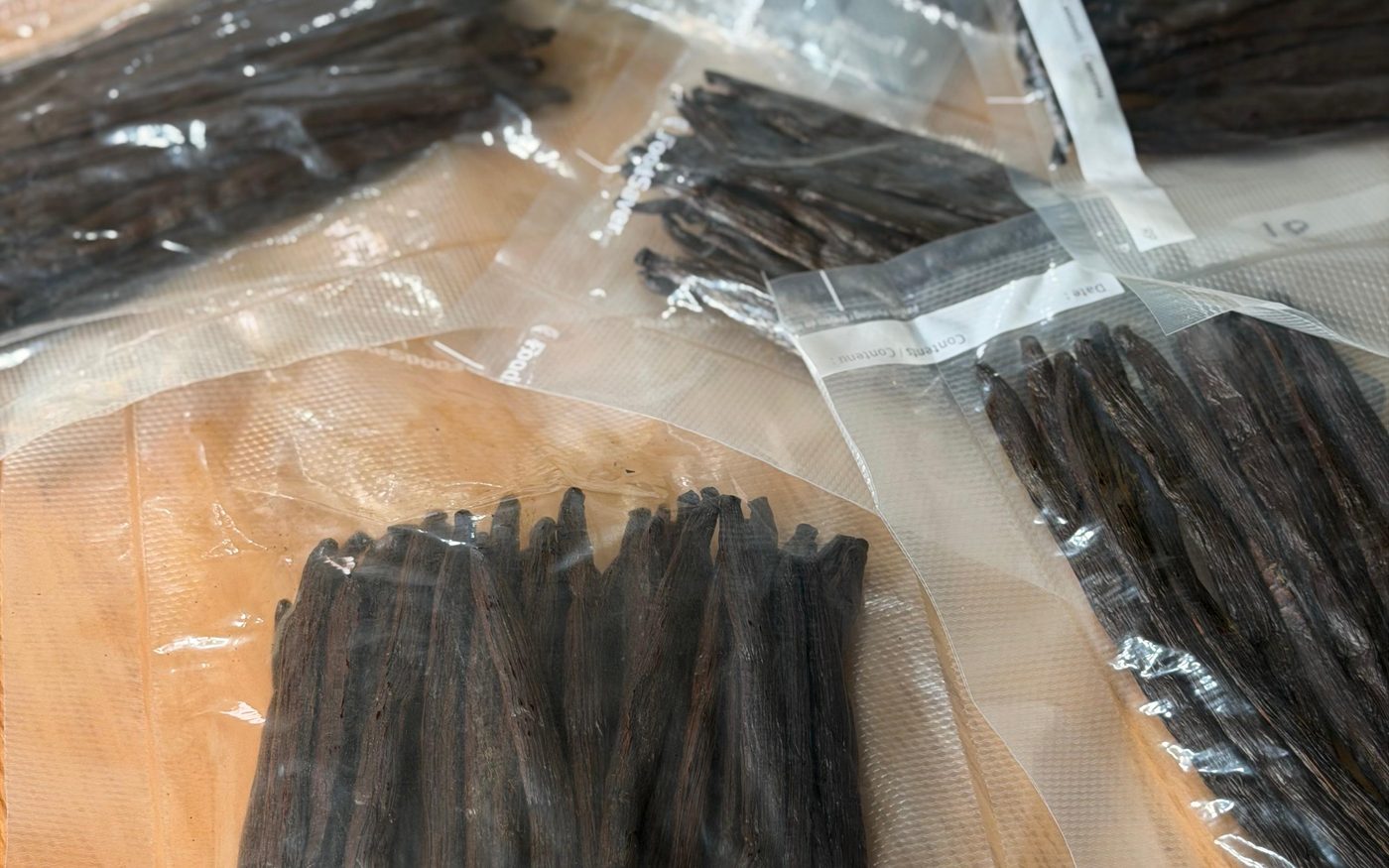Vanilla pods being sorted and packed by hand in the UK